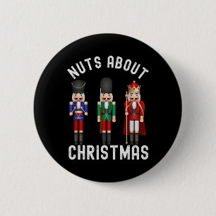 Nuts About Christmas Fun Pastel Christmas Nutcrack 6 Cm Round Badge