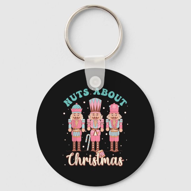 Nuts About Christmas Fun Pastel Christmas Nutcrack Key Ring (Front)