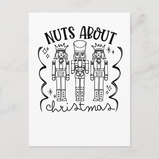 Nuts About Christmas Funny Christmas Nutcracker  Invitation Postcard (Front)