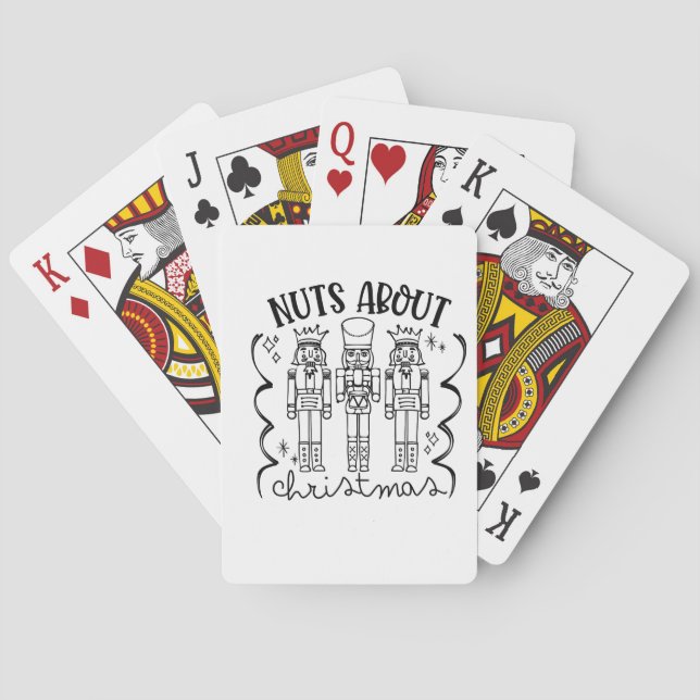 Nuts About Christmas Funny Christmas Nutcracker  Playing Cards (Back)