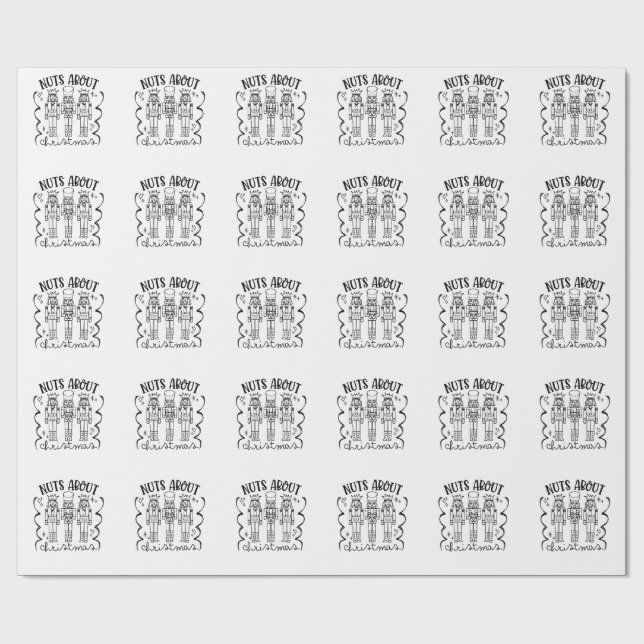 Nuts About Christmas Funny Christmas Nutcracker  Wrapping Paper (Flat)