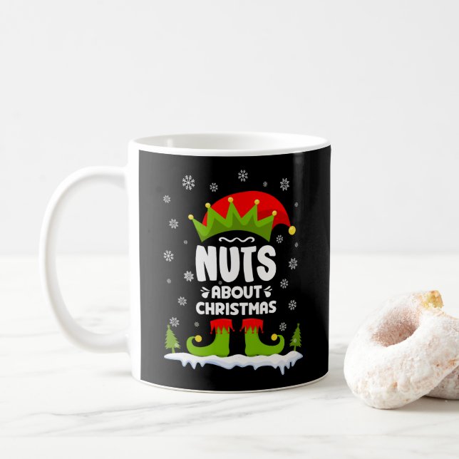 Nuts About Christmas Funny Xmas Elf Gift Coffee Mug (With Donut)