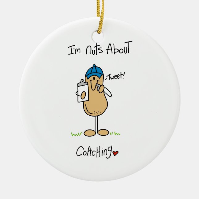 Nuts About Coaching T-shirts and Gifts Ceramic Tree Decoration (Front)