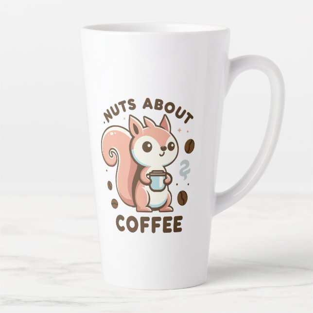 Nuts About Coffee Funny Kawaii Squirrel  Latte Mug (Right)
