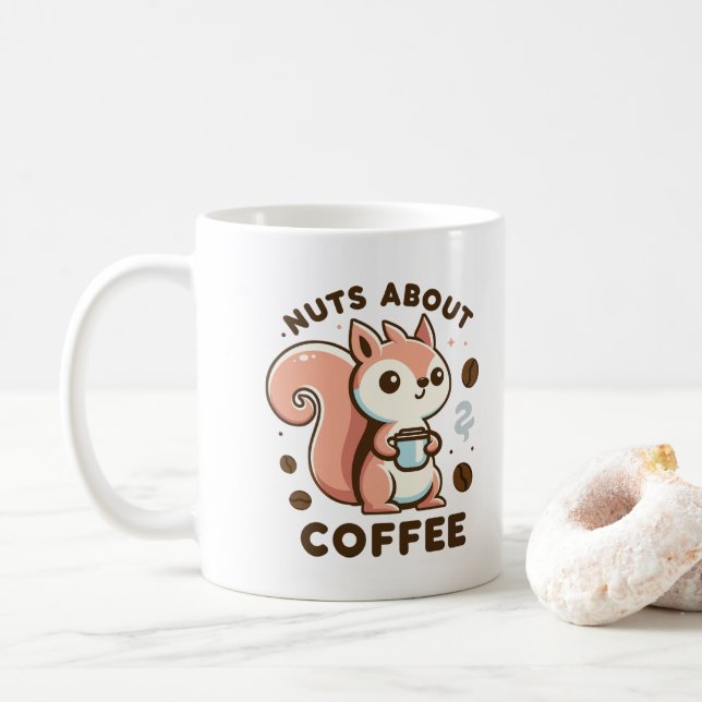 Nuts About Coffee Funny Kawaii Squirrel  Mug (With Donut)
