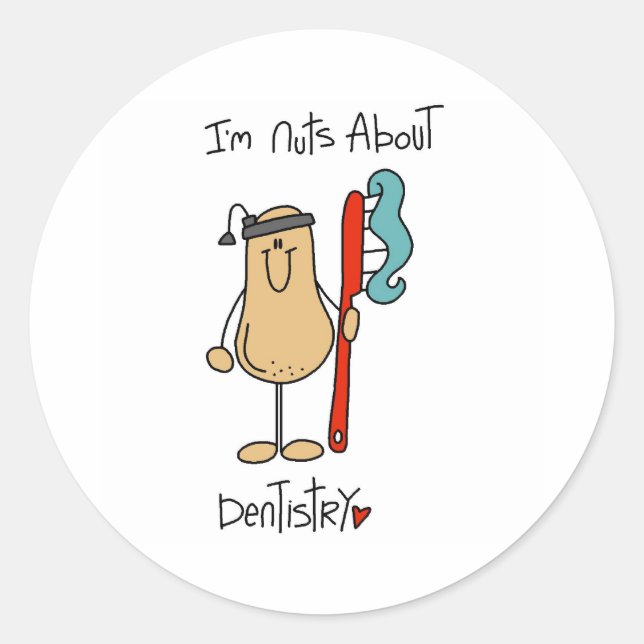 Nuts About Dentistry Classic Round Sticker (Front)