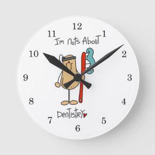 Nuts About Dentistry T-shirts and Gifts Round Clock