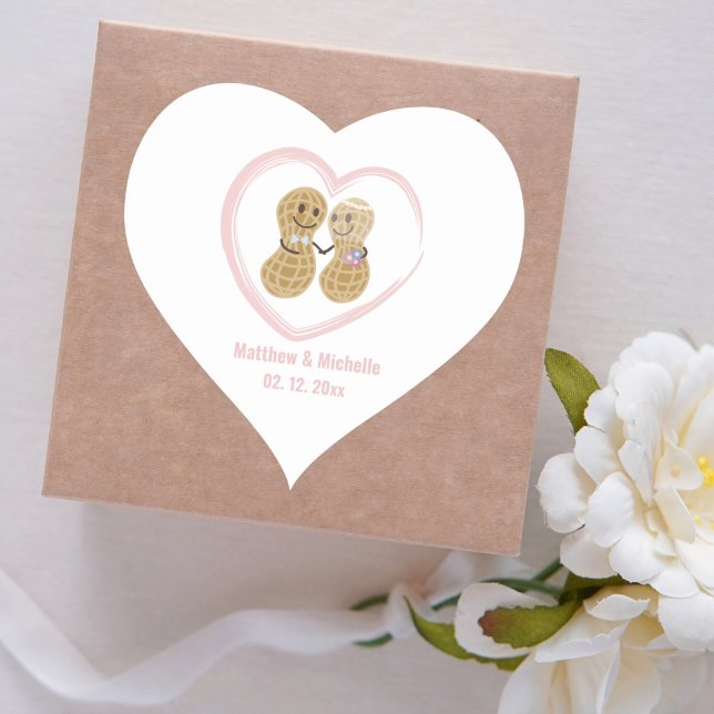 Nuts About Each Other Cute Bride and Groom Wedding Heart Sticker (Creator Uploaded)