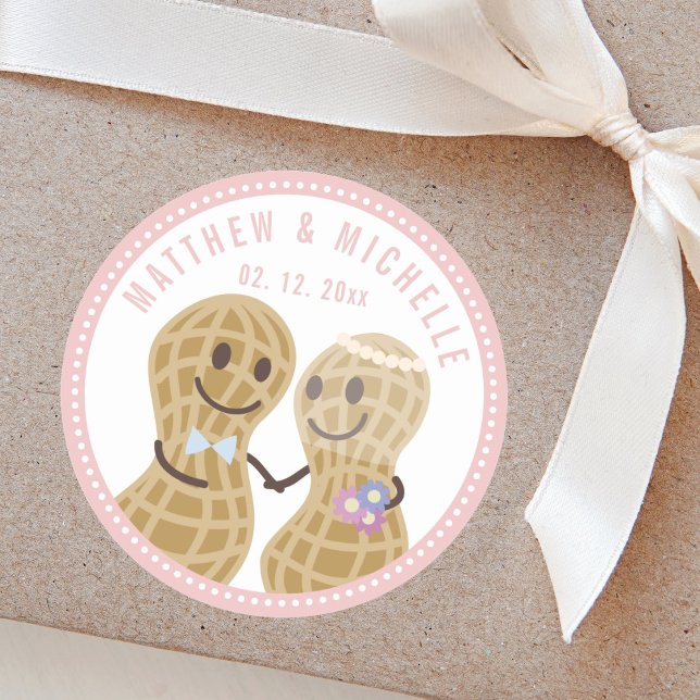Nuts About Each Other Cute Wedding Favour Classic Round Sticker (Creator Uploaded)