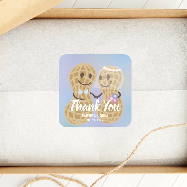 Nuts About Each Other Elegant Wedding Thank You Square Sticker (Creator Uploaded)