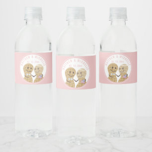 Nuts About Each Other Pink Wedding Bridal Shower Water Bottle Label