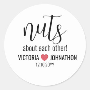 Nuts About Each Wedding Classic Round Sticker
