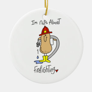 Nuts About Firefghting T-shirts and Gifts Ceramic Tree Decoration