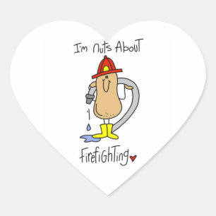 Nuts About Firefghting T-shirts and Gifts Heart Sticker