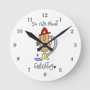 Nuts About Firefghting T-shirts and Gifts Round Clock