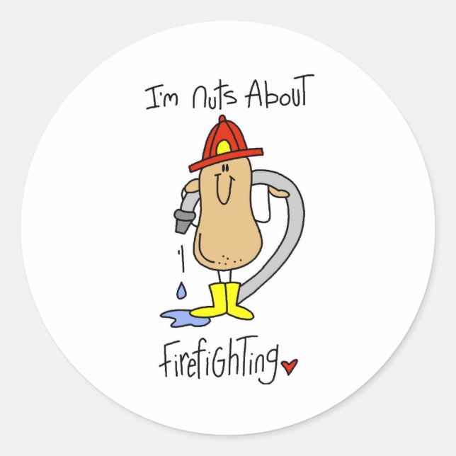 Nuts About Firefighting Classic Round Sticker (Front)