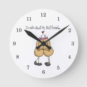 Nuts About My Best Friend T-shirts and Gifts Round Clock