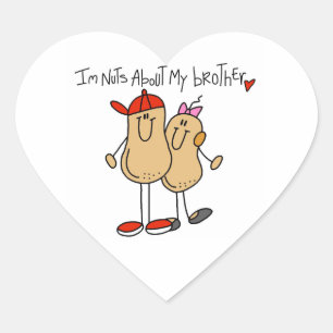 Nuts About My Brother T-shirts and Gifts Heart Sticker
