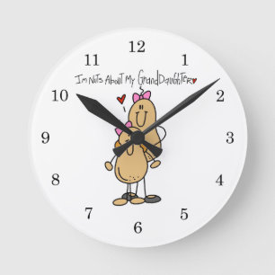 Nuts About My Granddaughter T-shirts and Gifts Round Clock