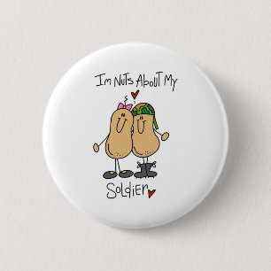 Nuts About My Soldier 6 Cm Round Badge