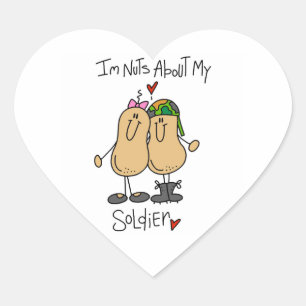 Nuts About My Soldier T-shirts and Gifts Heart Sticker