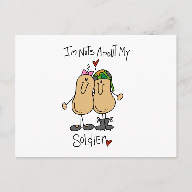 Nuts About My Soldier T-shirts and Gifts Postcard (Front)