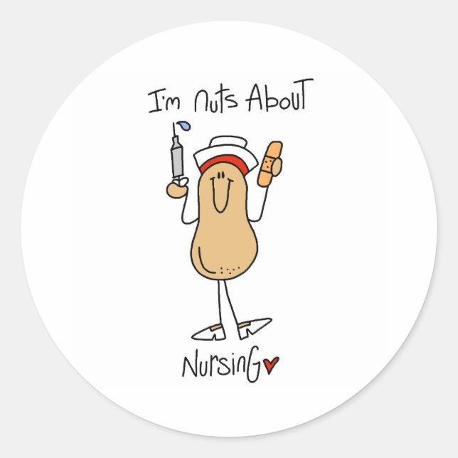 Nuts About Nursing Classic Round Sticker (Front)