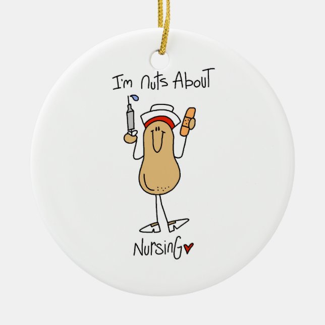 Nuts About Nursing T-shirts and Gifts Ceramic Tree Decoration (Front)