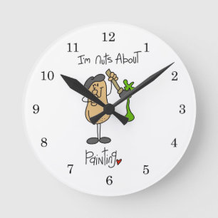 Nuts About Painting T-shirts and Gifts Round Clock