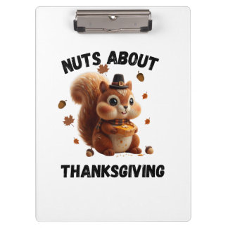 Nuts About Pie – Cute Yarn Squirrel Thanksgiving Clipboard