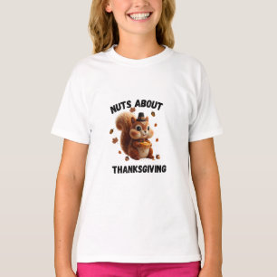 Nuts About Pie – Cute Yarn Squirrel Thanksgiving T-Shirt