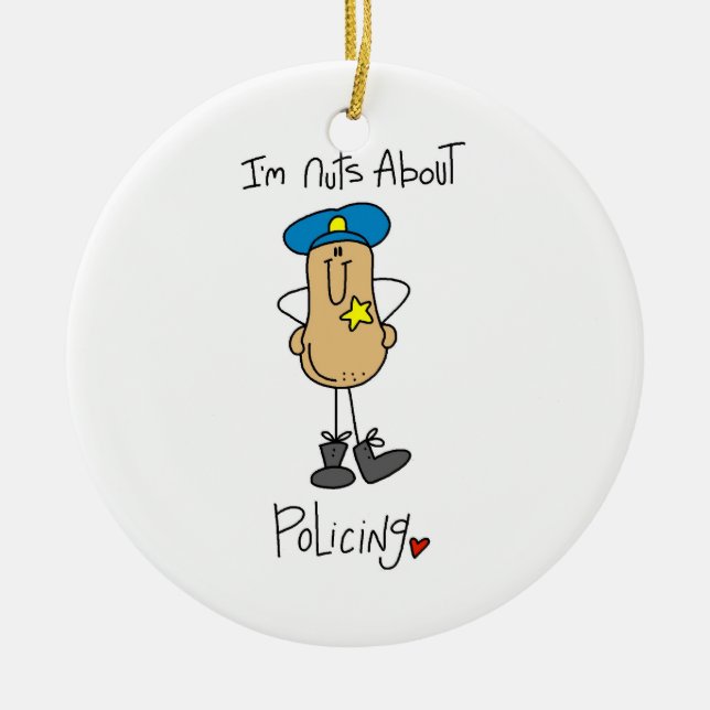 Nuts About Policing T-shirts and Gifts Ceramic Tree Decoration (Front)