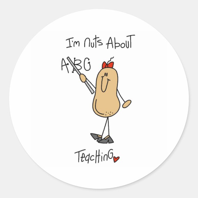 Nuts About Teaching Classic Round Sticker (Front)