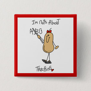 Nuts About Teaching T-shirts and Gifts 15 Cm Square Badge
