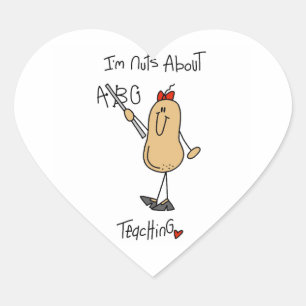 Nuts About Teaching T-shirts and Gifts Heart Sticker