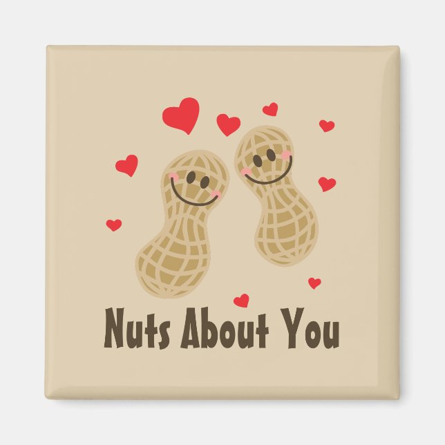 Nuts About You Cute Peanuts Food Pun Humour Cartoo Magnet (Front)