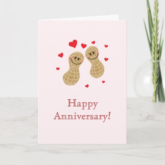 Nuts About You Cute Peanuts Happy Anniversary Card (Front)