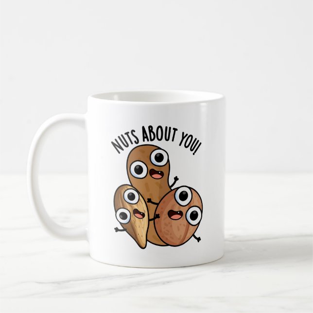 Nuts About You Funny Nut Puns  Coffee Mug (Left)