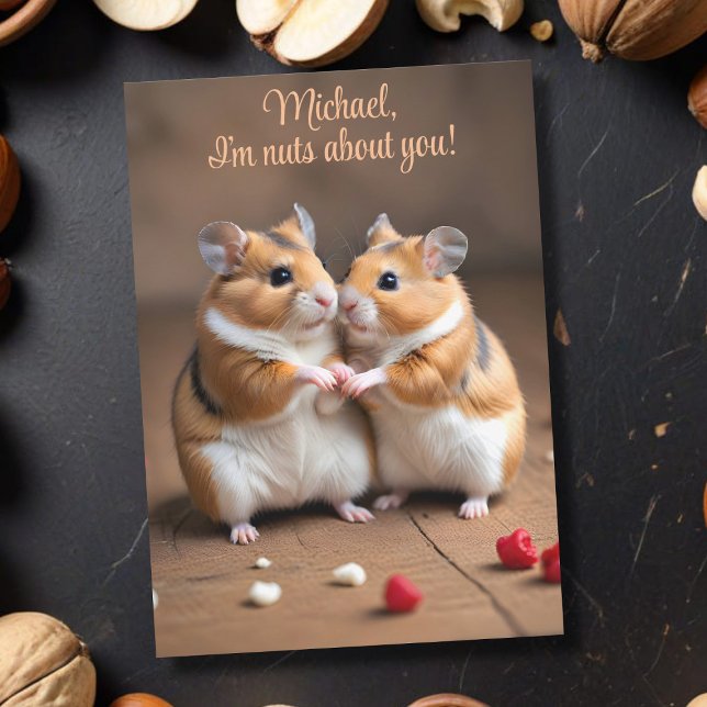 Nuts about You Hamster Couple Valentine's Day Card (Nuts about your sweetheart? Send them this card!)