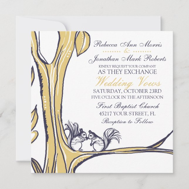 Nuts About You Squirrels Wedding Invitation (Front)