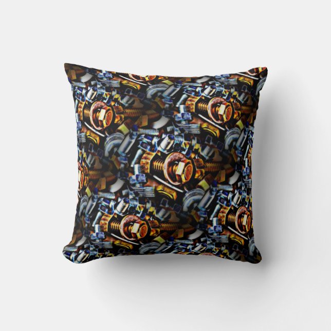 Nuts and Bolts Pop Art Cushion (Front)
