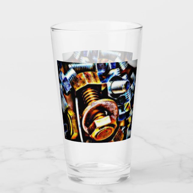 Nuts and Bolts Pop Art Glass (Front)