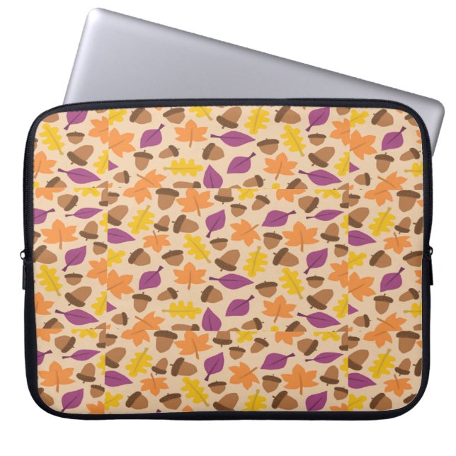 Nuts and leaves Autumn pattern Laptop Sleeve (Front)