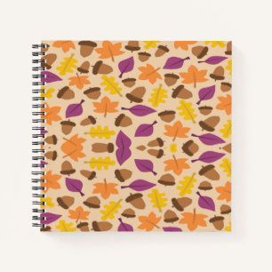 Nuts and leaves Autumn pattern notebook