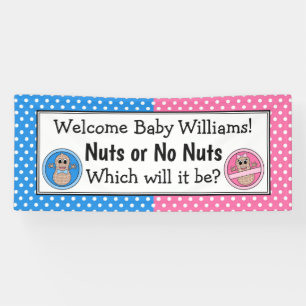 Nuts or No Nuts gender reveal banner. Banner