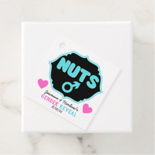 Nuts or No Nuts Pink Blue Gender Reveal Favour Tags