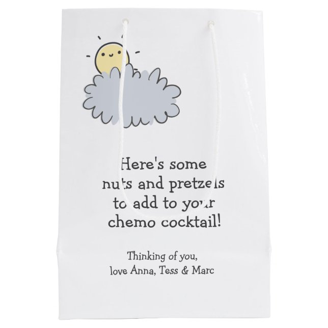 Nuts & Pretzels Chemo Cocktail - Funny Chemo Care Medium Gift Bag (Back)