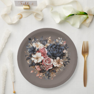 Nutshell Brown Navy Pink White Shower Paper Plate