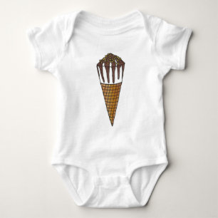 Nutty Buddy Chocolate Ice Cream Sweet Shoppe Cone Baby Bodysuit