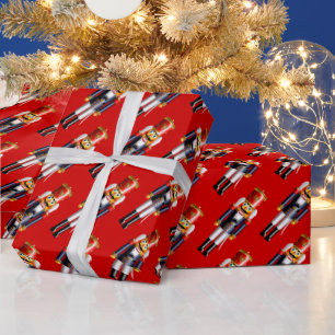 Nutty Nutcracker Toy Soldier Cartoon Wrapping Paper